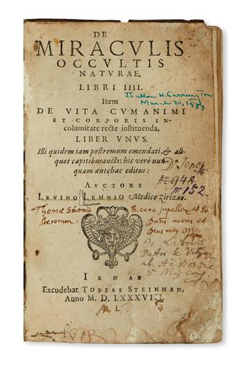MEDICINE  LEMNIUS, LEVINUS. De miraculis occultis naturae libri IIII.  1588